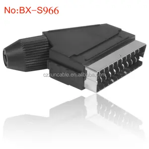 Bxon-conector SCART de enchufe macho, chapado en níquel, 21 pines