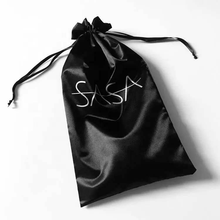 Оптовая продажа, акция, черные натуральные волосы, шнурок, атласная шелковая упаковочная сумка