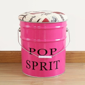 Outdoor Garden Metal <strong>Storage</strong> Bucket Round <strong>Stool</strong> <strong>Seat</strong> - Product Image 1