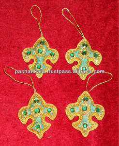 Handcrafted Zari Hand Embroidery <b>Christmas</b> <b>Tree</b> <b>Hanging</b> Ornament - Product Image 1