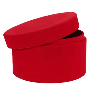 Kunden spezifische Luxus-Rosen verpackung Round Hat Plain Velvet Fabric Geschenk Blumenkästen