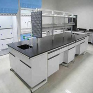 Table de laboratoire en <span class=keywords><strong>bois</strong></span> massif avec cadre en acier, banc de travail en laboratoire, physique - Product Image 1