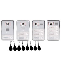 Videoportero con 4 Cables y Pantalla de 7 Pulgadas, Compatible con Monitor, Desbloqueo RFID, Cámara, Visión Nocturna, Sistema de Intercomunicación para el Hogar