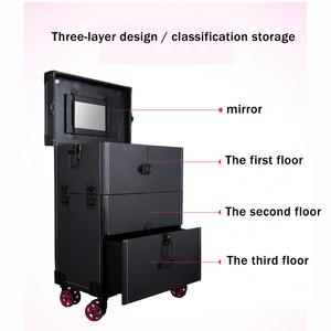Uñas maquillaje caso Trolley de gran capacidad cosmética caja de equipaje rodante Multi-capa de salón de belleza tatuaje maleta Trolley - Product Image 3