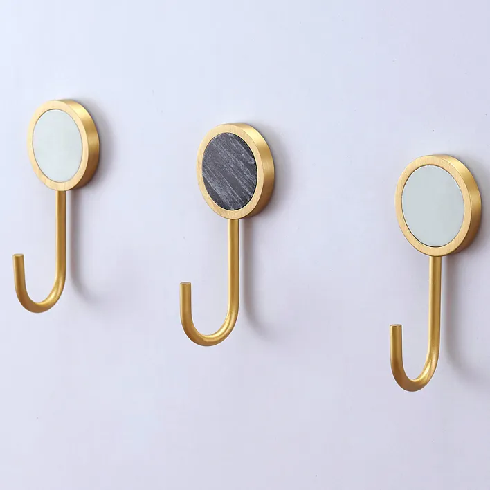 Luxury Marble Brass Black Single Coat And Hat Hook With 3 Colors