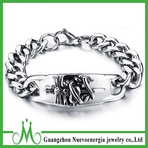 Pulsera de acero inoxidable la Cruz de los hombres de la pulido <span class=keywords><strong>Cadena</strong></span> de Plata Enlace de bicicletas - Product Image 1