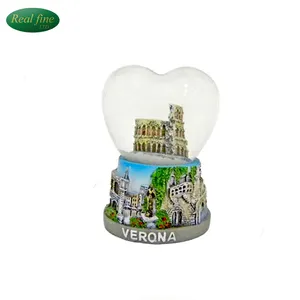 Verona roman snow globes glass heart shape snow globes wholesale