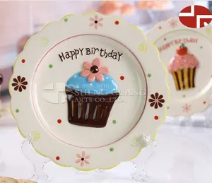 Ceramic ice cream painting design round shape fruit and cake and snacks plate