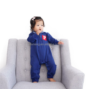 Nuevo diseño cómodo <span class=keywords><strong>azul</strong></span> <span class=keywords><strong>marino</strong></span> cuello del mameluco ropa de bebé de manga larga - Product Image 2