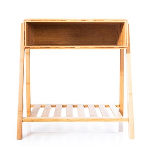 <span class=keywords><strong>Table</strong></span> d'angle en bambou, support <span class=keywords><strong>de</strong></span> chevet, avec rangement ouvert et étagère multi-usages - Product Image 2