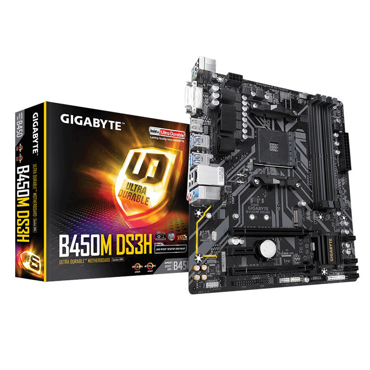 Материнская плата GIGABYTE AMD B450M DS3H 64 Гб DDR4 AM4 разъем PCI Express 3,0 Micro ATX