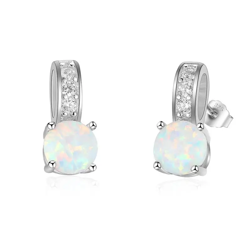 925 sterling silber hoop design großhandel Opal stein stud Ohrringe