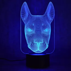 Lámpara LED de noche 3D para mesa de niños, creativa, USB, regalo para niños, lámpara de noche con forma de perro Animal, decoración de iluminación para dormir, novedad