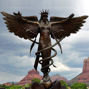 Escultura de Bronce Europea de Gran Tamaño, Caduceo, una Estatua de Ángel Monumental de Bronce - Product Image 2