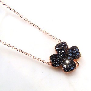 Collar de Plata de Ley 925 con micropavé para collar negro de Hojas de Trébol de mejor <span class=keywords><strong>amigo</strong></span> - Product Image 3