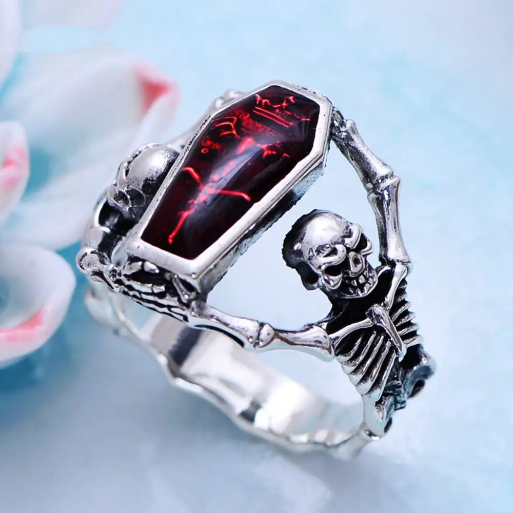 R602 Huilin custom vintage bat gemstone rings vampire Skull gemstone rings cheap skull rings for men