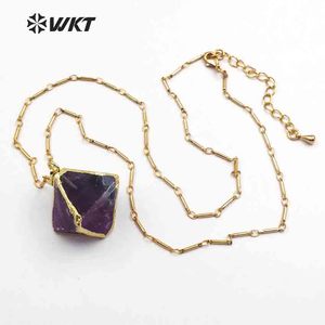 WT-N1142 de piedras naturales coloridas facetadas con Adorno de oro, joyería para mujer, collar de fluorita de arco iris de alta calidad, gran oferta