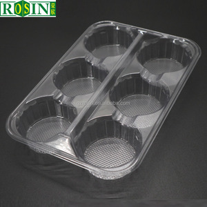 Custom 6 Compartments Clear Container Box Plastic Disposable Food Packaging Tray For Cookie