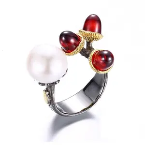 Handmade Thai Freshwater Baroque Pearl 925 Sterling Silver Jewelry Ring
