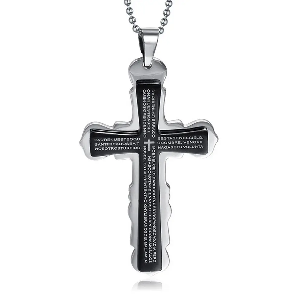 Collier chrétien Personnalisé excellente homme jésus bijoux fabrication d'acier inoxydable bible catholique croix religieuse SCP014