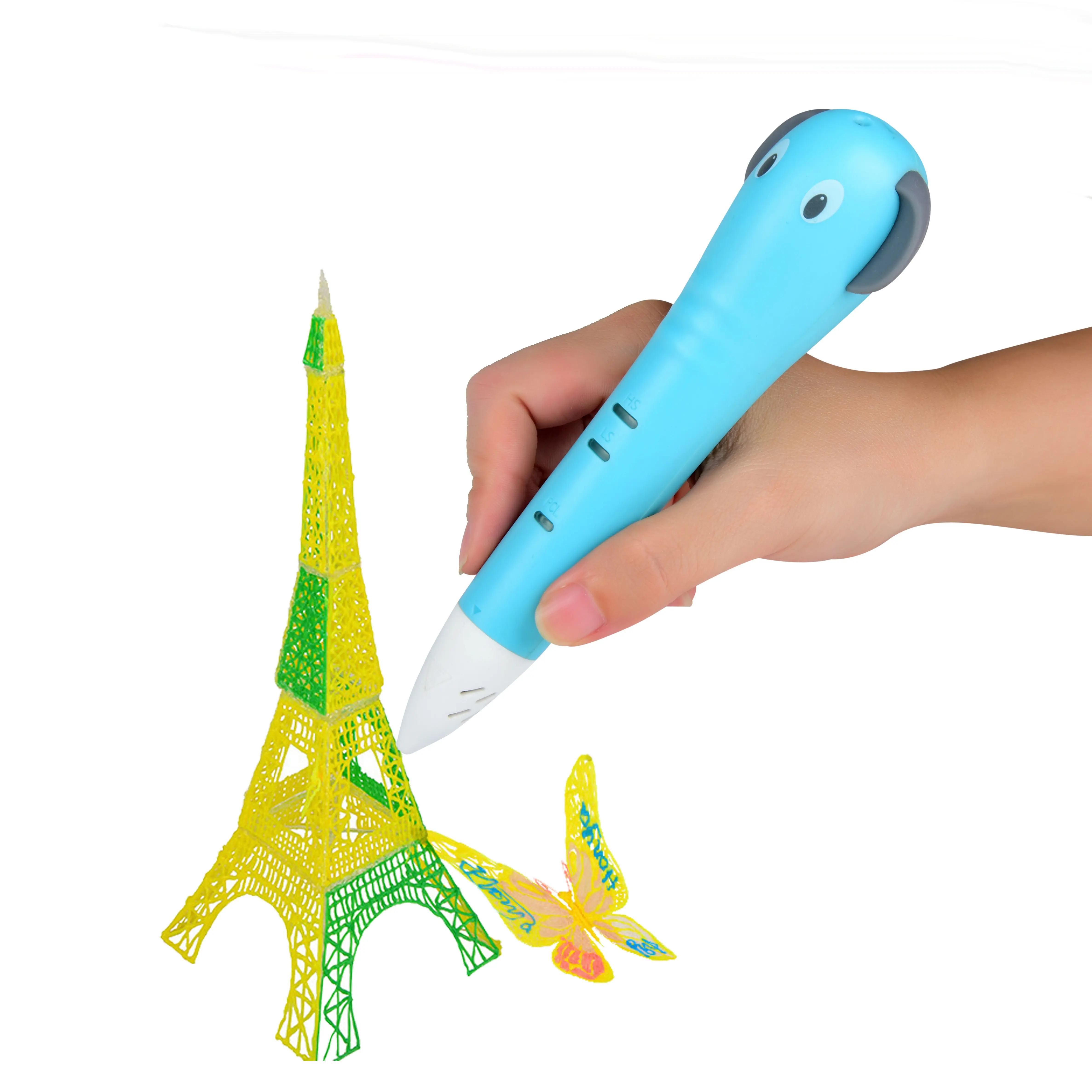 Schattige olifant vorm nieuwe 3d pen met stencil gids te trekken