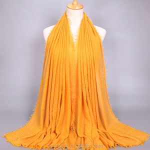 Thiết kế phổ biến dài bông khăn nhăn khăn hijab với tua - Product Image 4