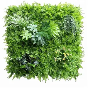 Customized 1*1m shop decor fresh PE waterproof artificial leaf wall for artificial hedge