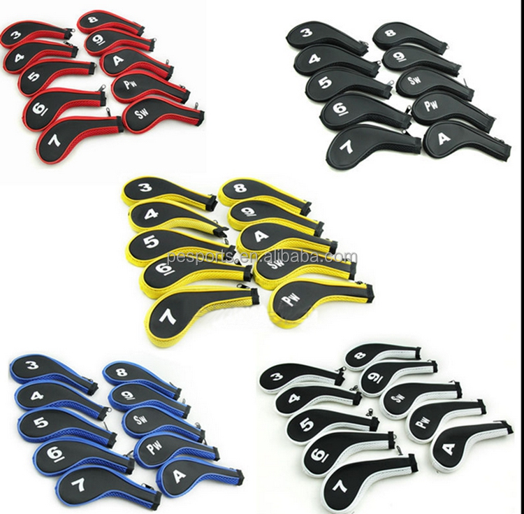 Индивидуально изготовленные чехлы на молнии для клюшек для гольфа 10 шт./компл. Неопреновые Чехлы для гольфа