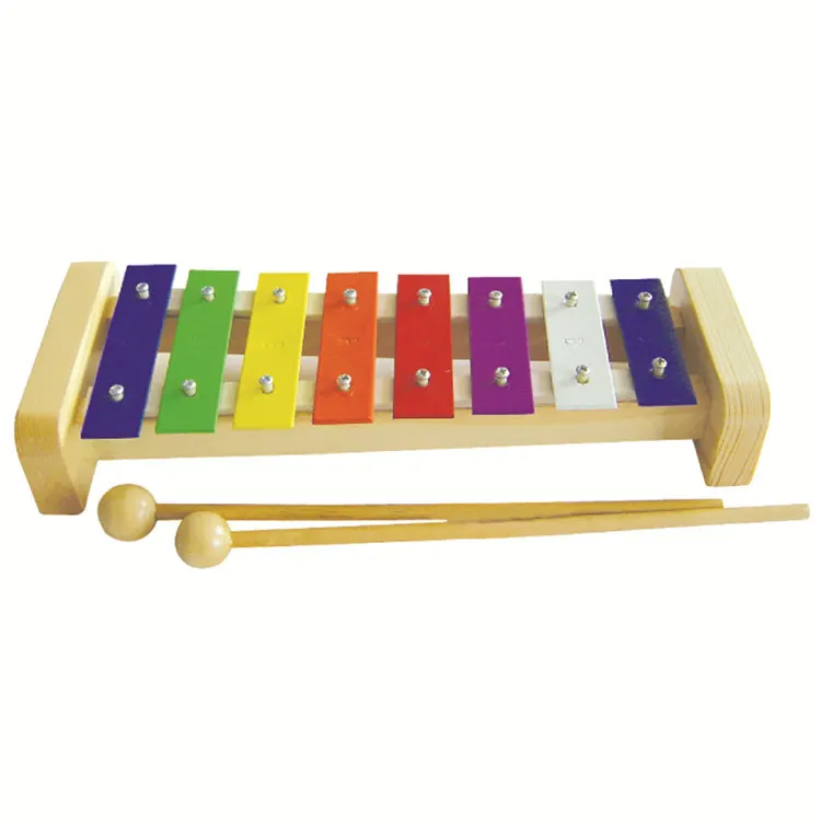 Eğitim ucuz çocuk bebek müzik aletleri renkli 8 notlar ahşap bar profesyonel ahşap ksilofon oyuncak fabrika çocuklar için