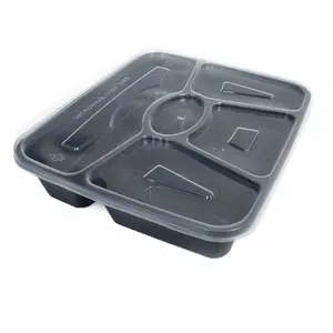 1000 ml wegwerp vierkante 5 compartiment magnetron voedsel afhalen containers innovatieve hot plastic lunchbox