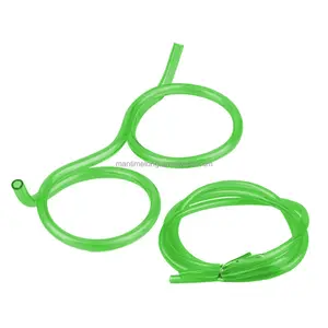 Canudo de óculos macio flexível para crianças, acessório colorido de plástico fresco