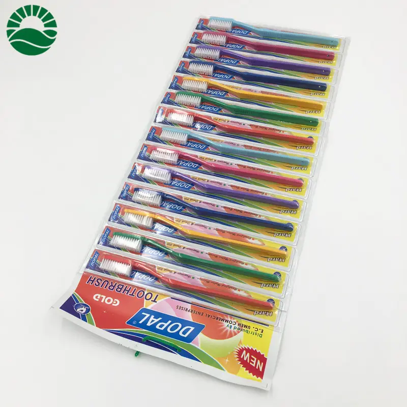 DOPAL हार्ड bristles टूथब्रश विशेष दौर तंतु faimly पैक पीवीसी पैकिंग टूथ ब्रश