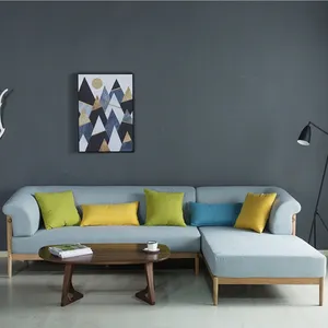 Best selling nieuwe model sofa foto moderne ontwerpen thuis funiture L type houten sofa frame stof materiaal woonkamer sofa set