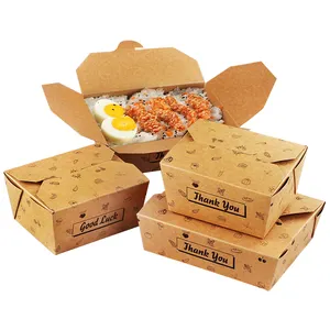 Disposable Biodegradable Brown Kraft Paper Take Away fast food gift Recycle boxes