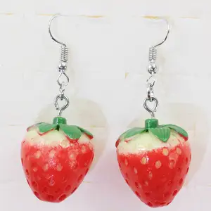 Various of Super Summer Sweet Fruit Dangle Strawberry Earrings Cute Resin Acrylic 3D Jewelry Accessories YIWU