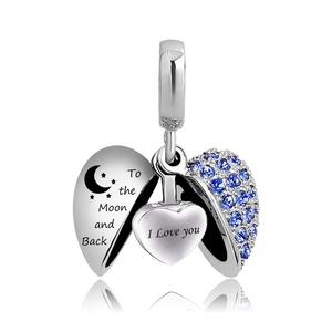 Personalizzato ti amo alla luna e retro in acciaio inossidabile collana urna cuore commemorativo ciondolo gioielli cremazione - Product Image 1