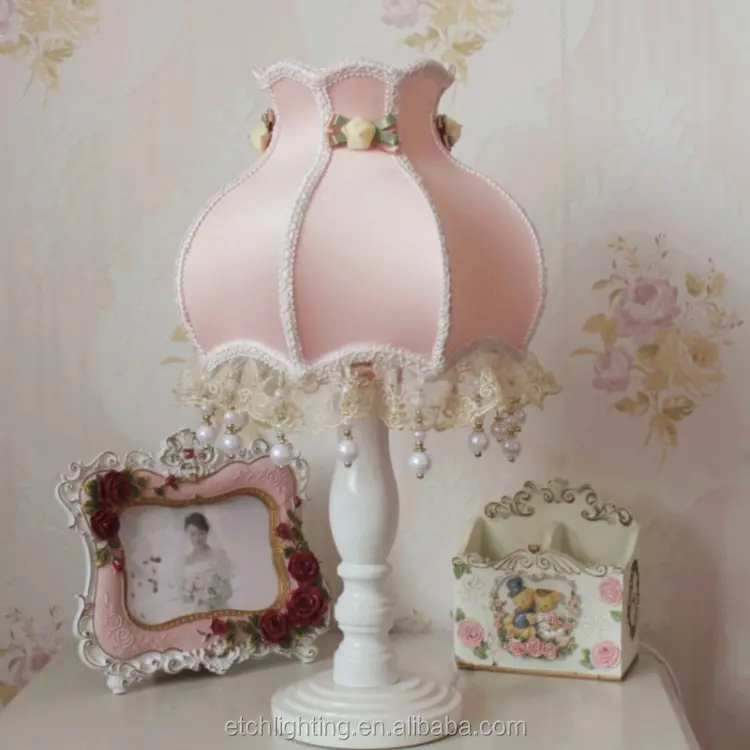 Etch Designer Romance Home oder Hotel Blumen form Dekorative Pink Fabric Shade Tisch lampe