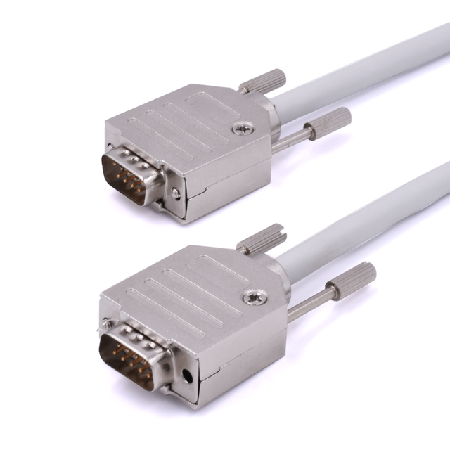 Custom Metal Plug RS232 DB9 DB15 Cable Male to Male With Metal Shell