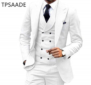Chaleco de doble botonadura boda novio fiesta hecho a medida hombres trajes 3 piezas WPY0018 - Product Image 4