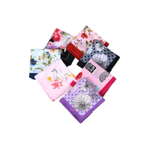 100% Cotton Fabric Women's Elegant Flower Print Handkerchief