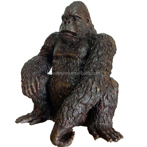 Escultura de bronce de animales de latón grande para jardín, escultura de gorila para decoración de parque zoológico al aire libre - Product Image 6