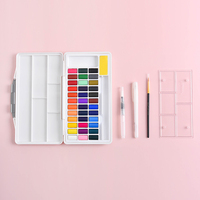 Ensemble de peinture à l'aquarelle professionnelle Giorgione 36 couleurs avec pinceau en nylon gratuit et stylo poli pour peindre sur toile et papier