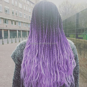 Extensions de cheveux en crochet bicolores ombrées lilas de 24 pouces, 100 g, tresses synthétiques, tresses jumbo soyeuses pour tresses en crochet, box braids, dreadlocks - Product Image 2