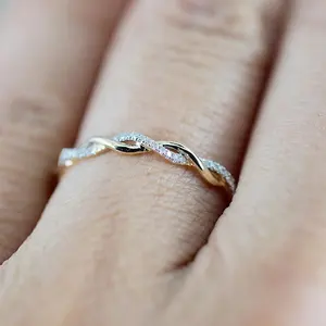 Vrouwen Bridal Diamond Engagement Ring Simple Gold Twisted Ring