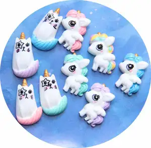 Pengiriman Gratis Grosir Kartun Unicorn Kuda Resin Cabochons Kerajinan Datar Kembali Kawaii Diy Aksesoris Cangkang Ponsel