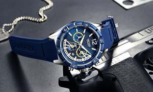 <span class=keywords><strong>Megir</strong></span> 2083-<span class=keywords><strong>Montre</strong></span>-bracelet à quartz pour <span class=keywords><strong>homme</strong></span> avec boîtier en alliage bleu, stylée, tendance, avec bracelet en silicone, <span class=keywords><strong>prix</strong></span> d'usine - Product Image 4