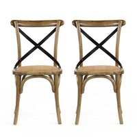 Oak Antique Wedding Ăn Rắn Gỗ Stackable Kim Loại Cross Back Tuscan Mây Ghế Bistro Gỗ X Crossback Ghế
