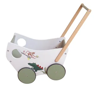 MDF Wooden Baby Walking Trolley Toy With Storage For Kids