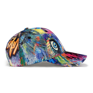 Cappellino da Baseball stampato a sublimazione personalizzato in bianco con 6 pannelli in cotone senza campione, cappellini sportivi tinti - Product Image 4