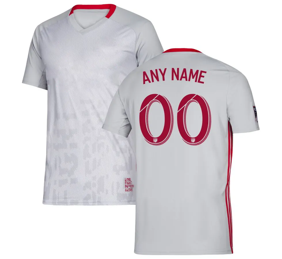 Camiseta de fútbol roja de Nueva York de calidad tailandesa 19-20 2019 MLS visitante gris hombre adulto camiseta de fútbol personalizada